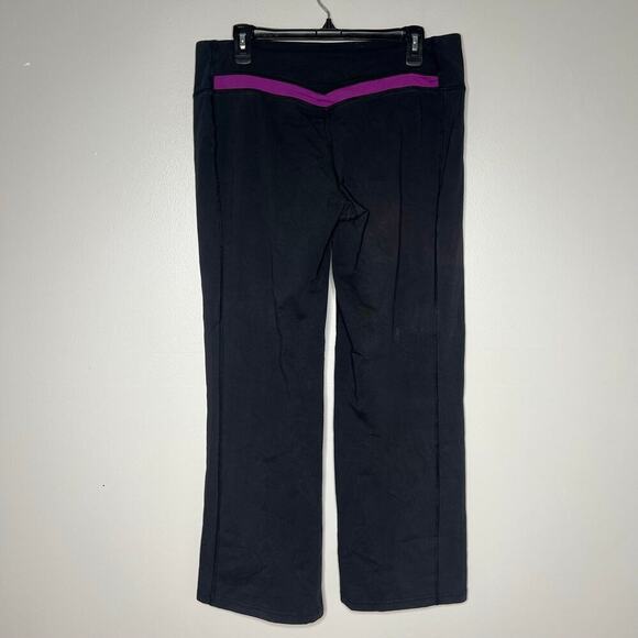 Nike Women's Dri-Fit Wide Leg Athletic Pants Leggings Black Swoosh Logo Sz Large - Picture 5 of 8